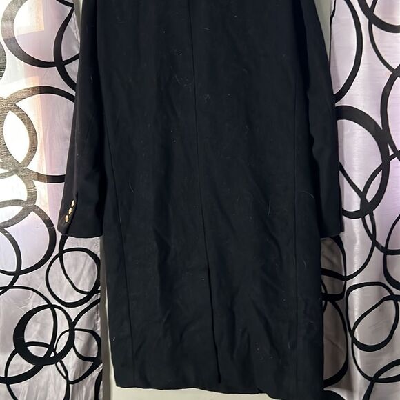 Moussy Vintage Black Trench Overcoat Size Small with Nautical Gold Buttons - Picture 13 of 13